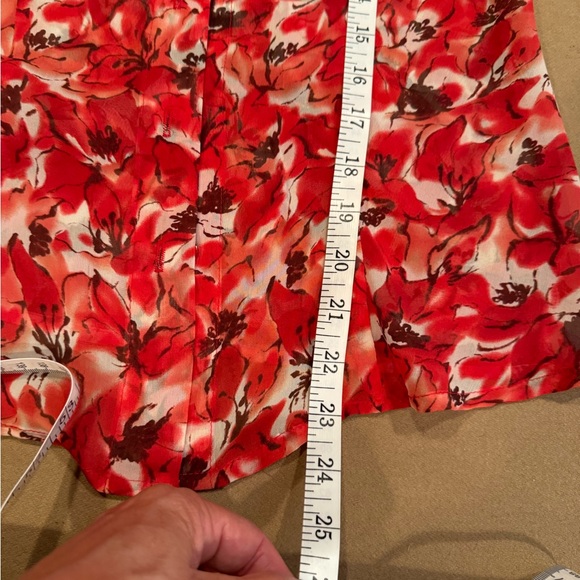 A.B.S. Red Silk Floral Blouse - size Petite - Picture 11 of 11